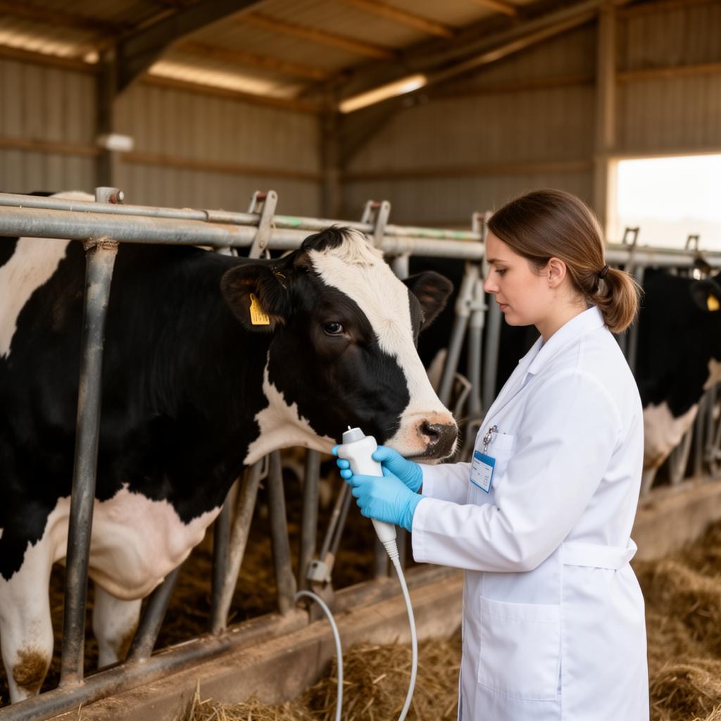 Échographie bovine en étable